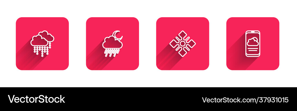 Set line cloud with rain and moon snowflake Set line cloud with rain and moon snowflake vector image