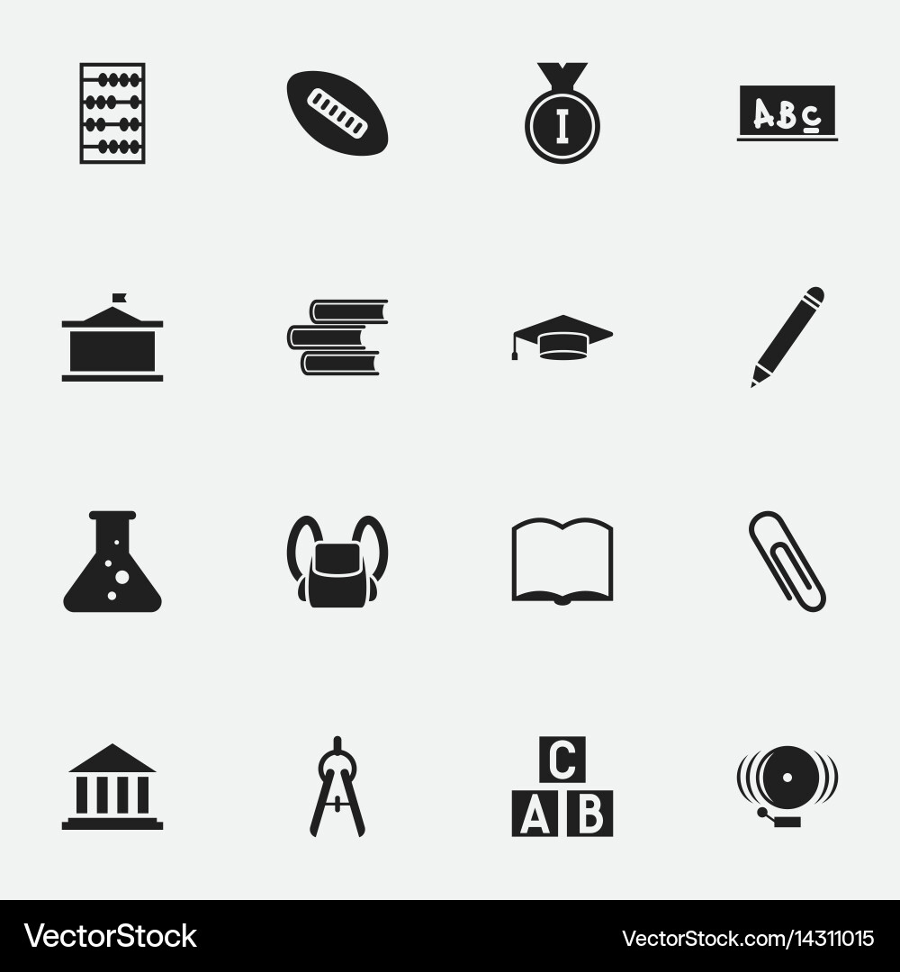 Set of 16 editable university icons includes Vector Image