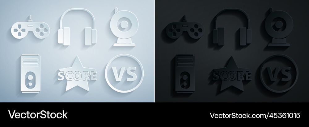 Set star web camera computer vs versus battle Vector Image