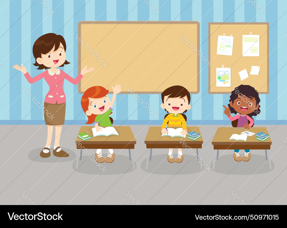 Students and teacher in classroom Students and teacher in classroom vector image