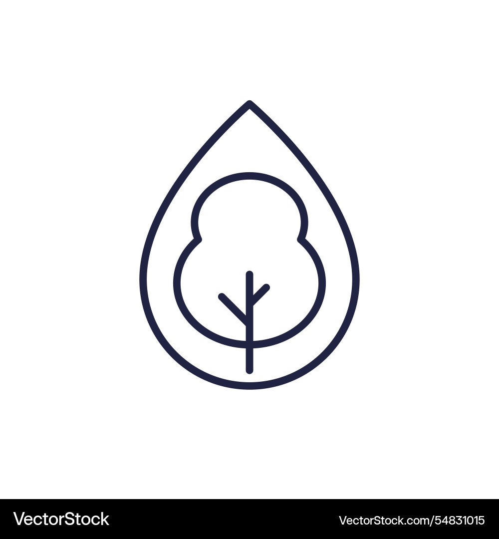 Tree and water drop line icon Vector Image