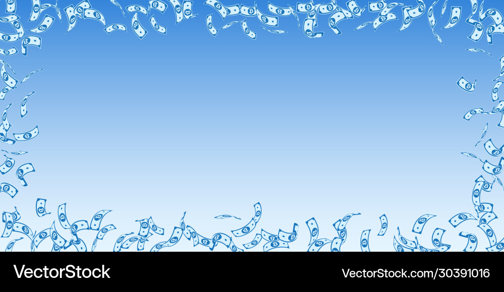 Bitcoin internet currency notes falling sparse b Vector Image