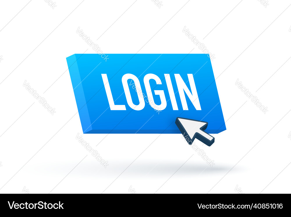 Blue login button cursor icon arrow web Vector Image