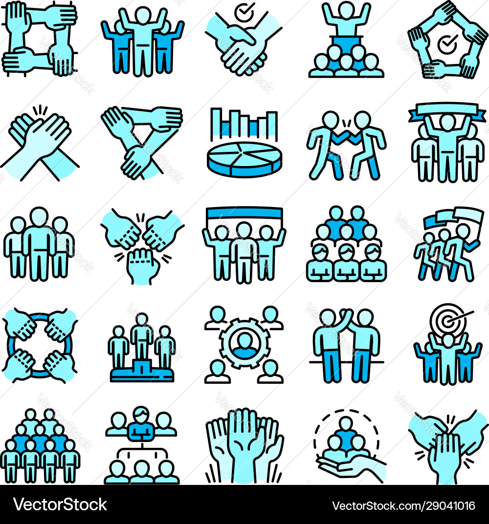 Cohesion icon set outline style Cohesion icon set outline style vector image