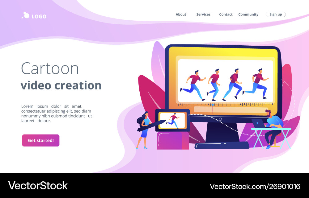 Computer animation concept landing page Computer animation concept landing page vector image
