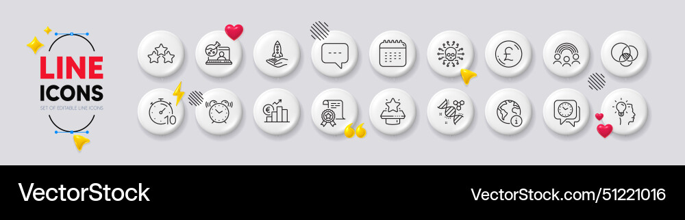 Cyber attack timer and internet line icons Cyber attack timer and internet line icons vector image