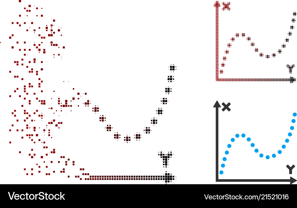 Disappearing pixel halftone dotted plot icon Disappearing pixel halftone dotted plot icon vector image