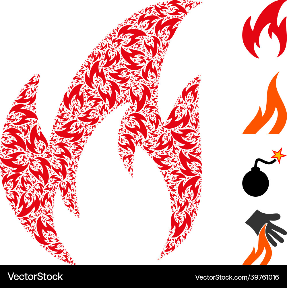 Fire icon recursion mosaic Fire icon recursion mosaic vector image