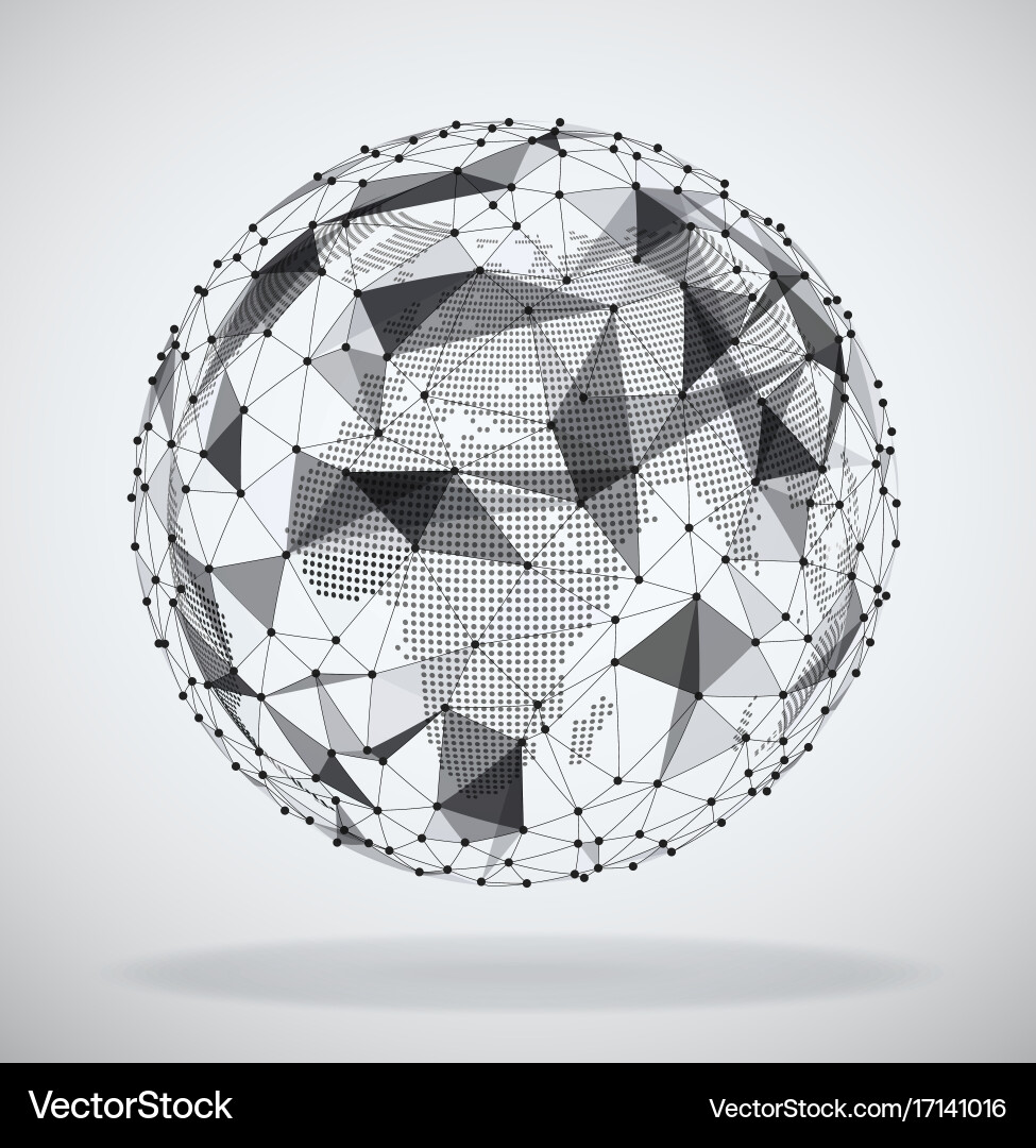 Global network sphere with a pixel map inside Vector Image