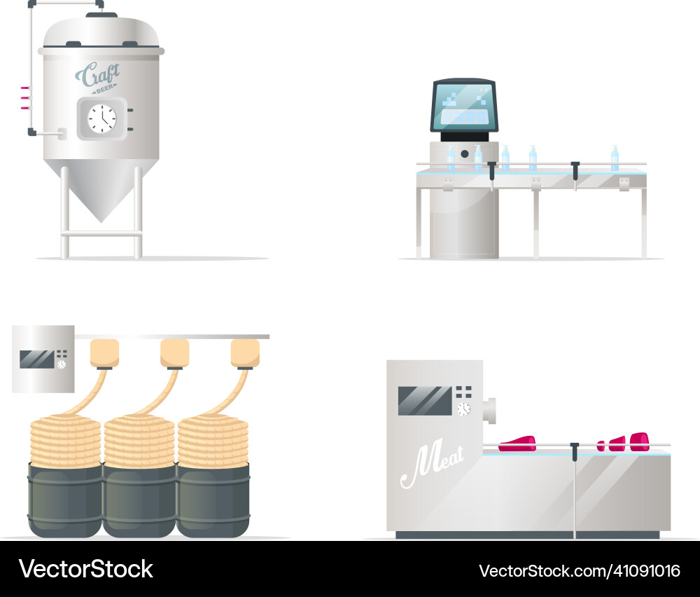 Goods processing technologies flat color objects Vector Image