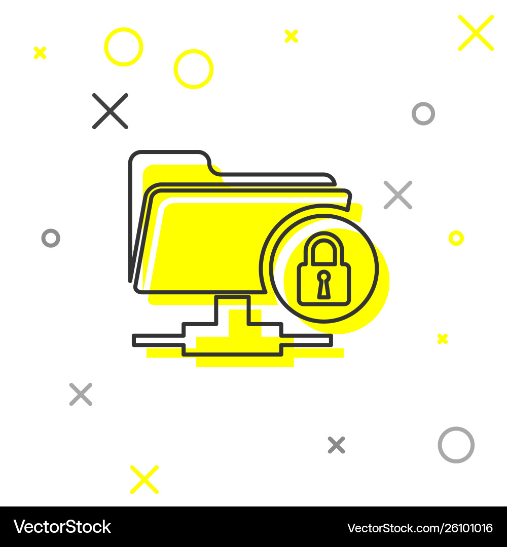 Grey ftp folder and lock line icon isolated Grey ftp folder and lock line icon isolated vector image