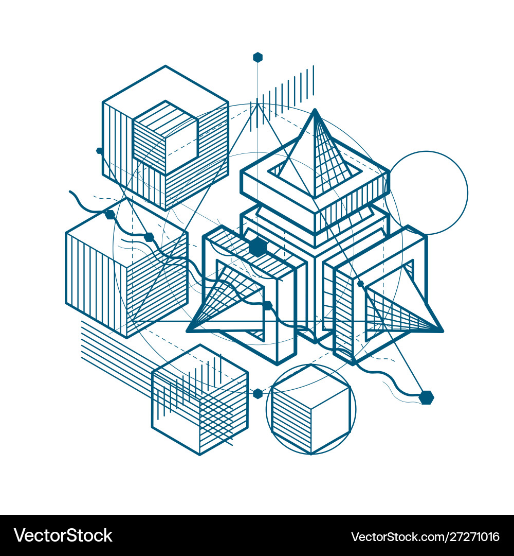 Isometric linear abstract background lined Isometric linear abstract background lined vector image