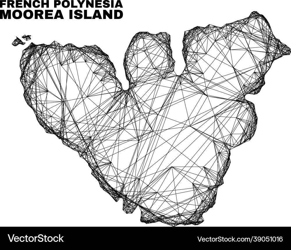 Linear irregular mesh moorea island map Vector Image