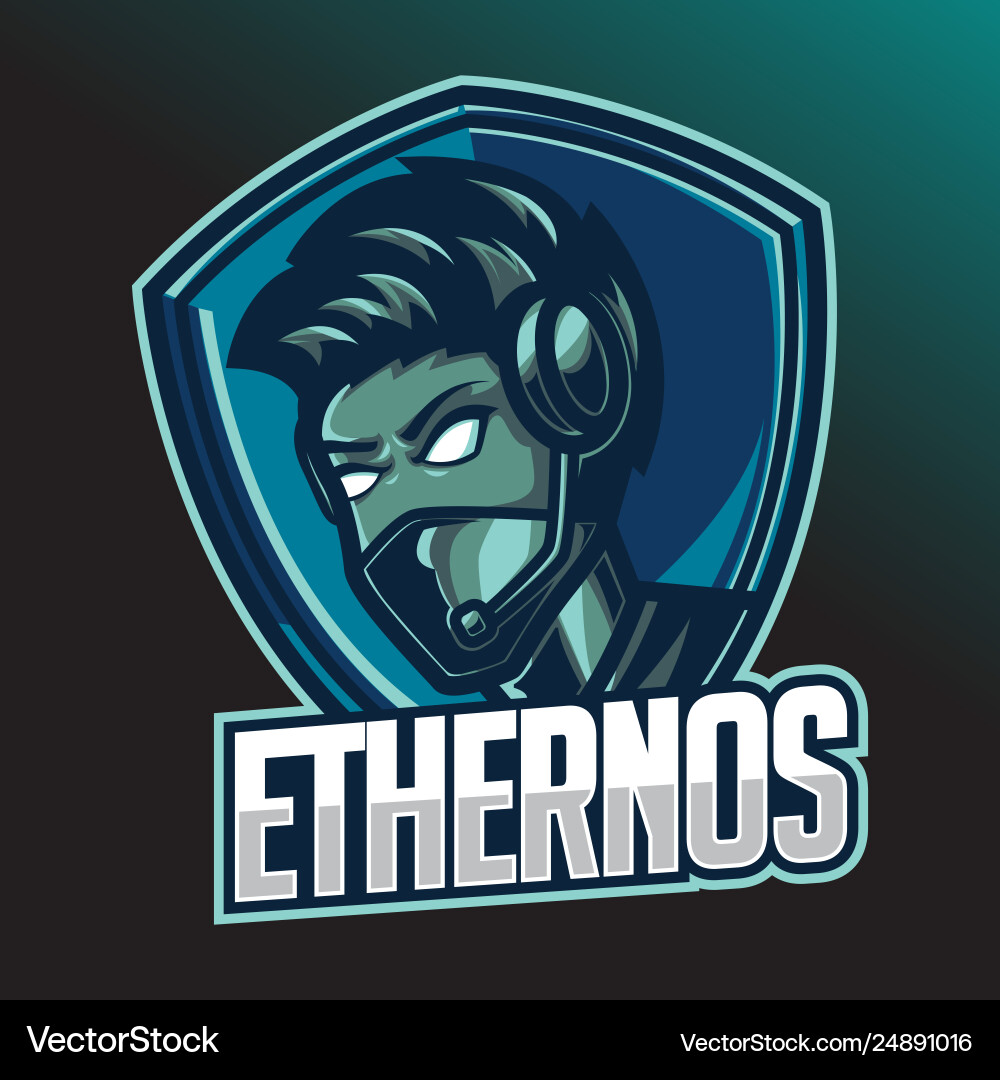 Male gamer e-sport logo design template Male gamer e-sport logo design template vector image