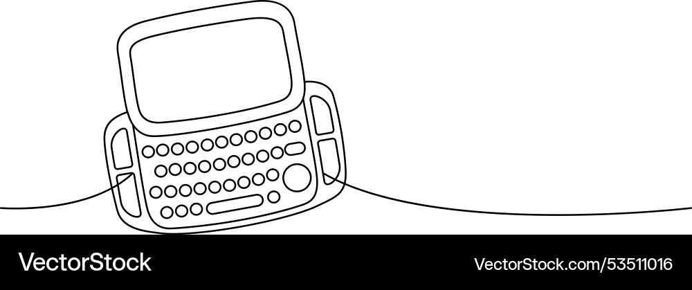 Old smart phone with keypad one line continuous Old smart phone with keypad one line continuous Vector Image