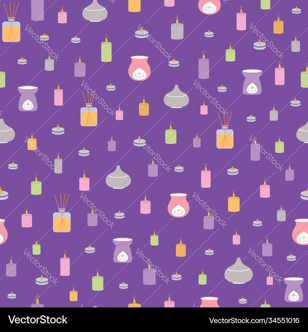 Pattern with colorful scent diffusers and candles Pattern with colorful scent diffusers and candles vector image