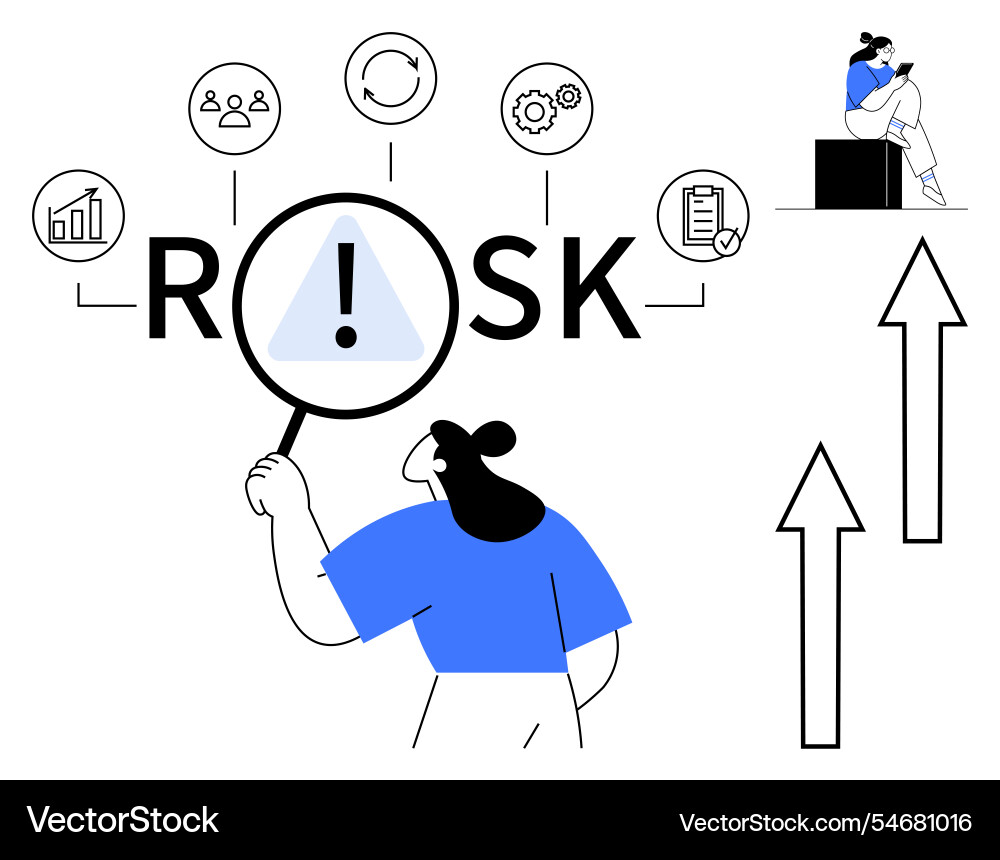 Risk assessment with data analysis highlighted Risk assessment with data analysis highlighted vector image