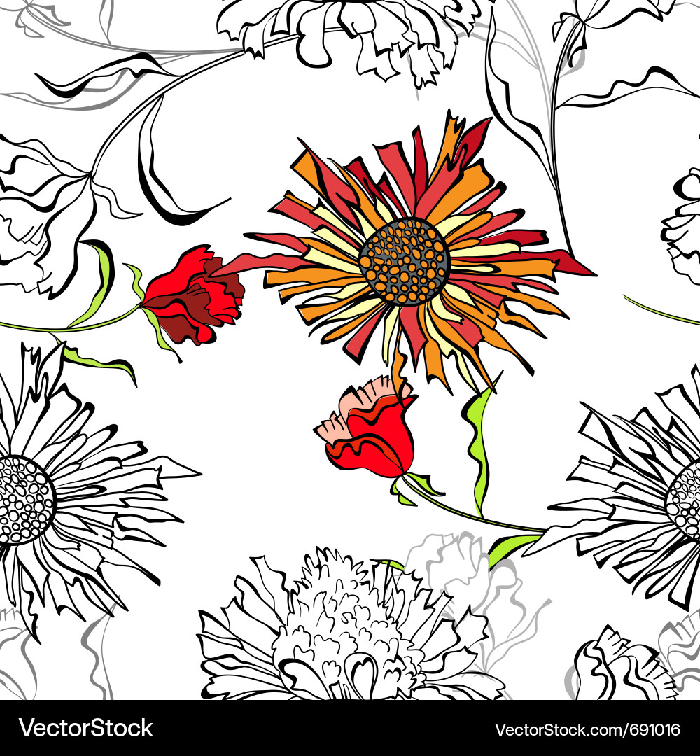 Seamless pattern with flowers Vector Image