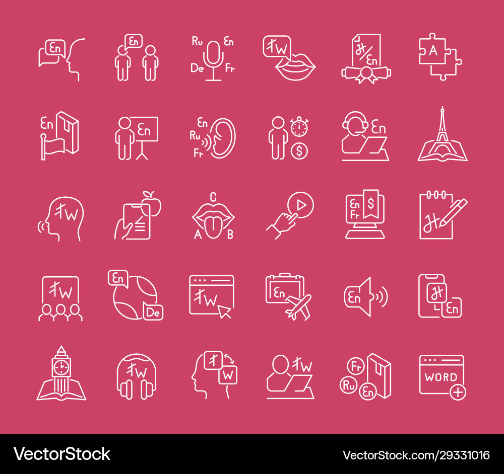 Set line icons foreign language Set line icons foreign language vector image