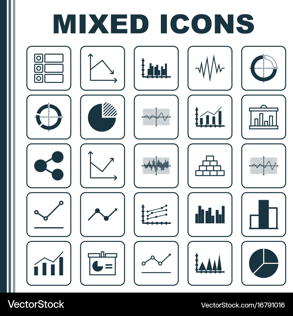 Set of graphs diagrams and statistics icons Vector Image