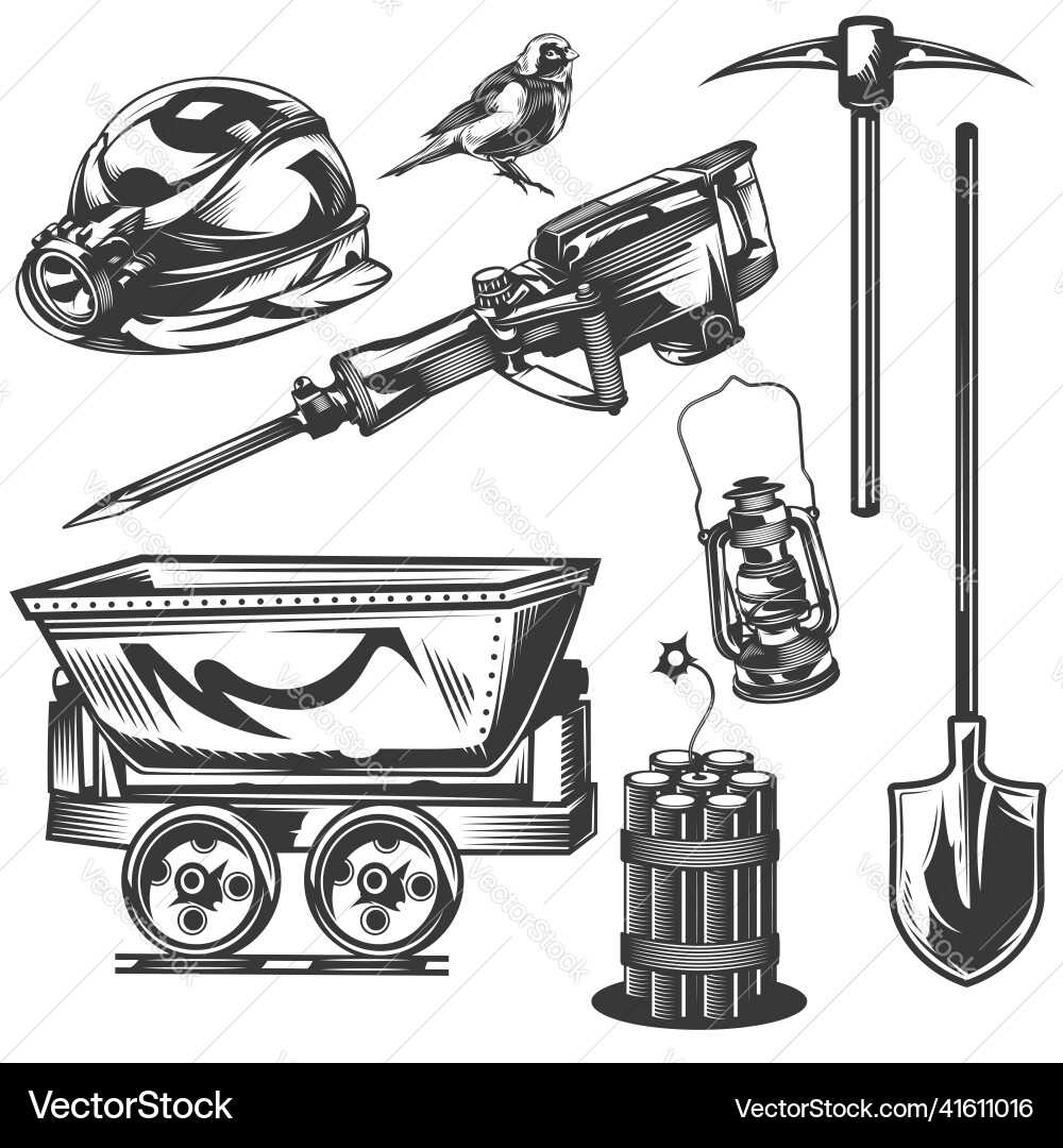 Set of miner elements for creating your own Set of miner elements for creating your own vector image