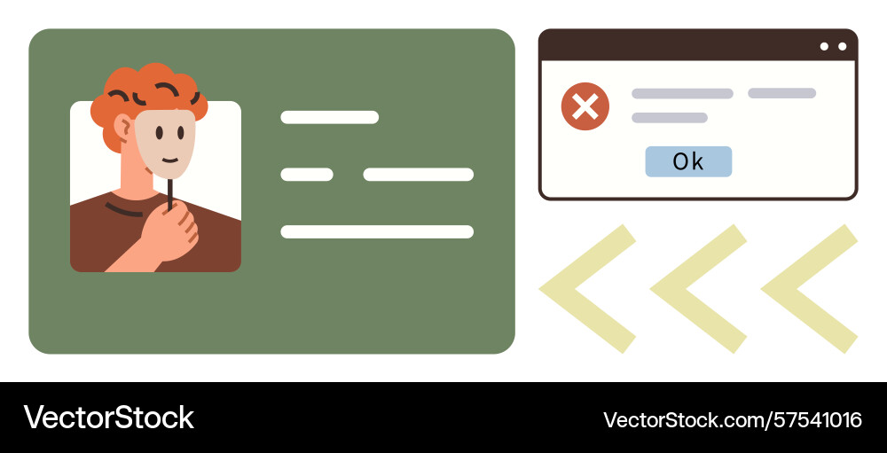 User profile error notification with confirmation User profile error notification with confirmation vector image