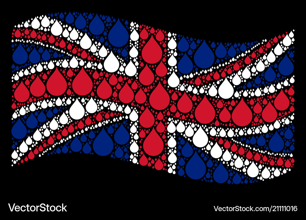Waving british flag pattern of drop items Waving british flag pattern of drop items Vector Image