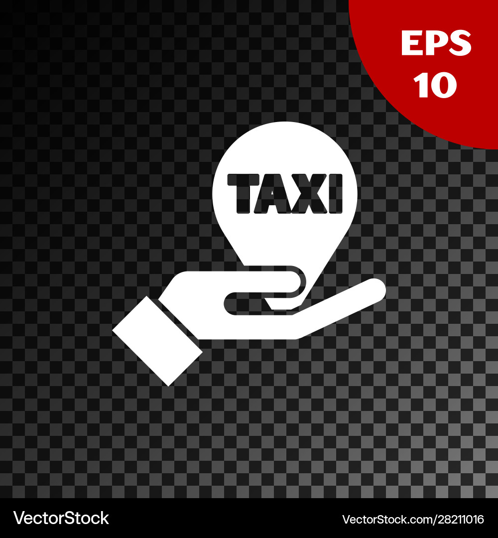 White hand on map pointer with taxi icon isolated White hand on map pointer with taxi icon isolated vector image