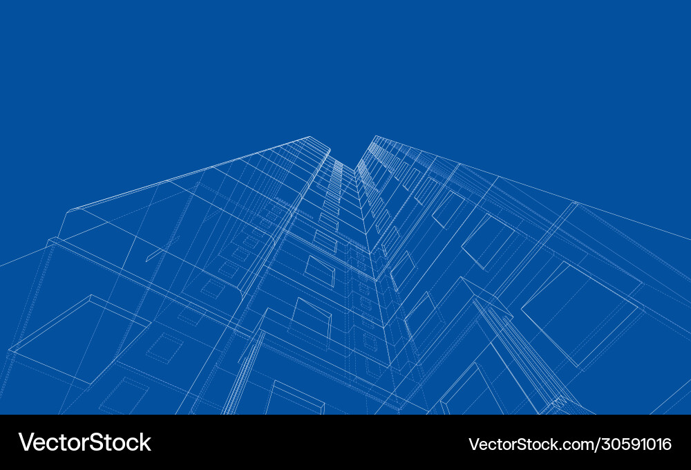 Wire-frame model a multi-storey building Wire-frame model a multi-storey building Vector Image