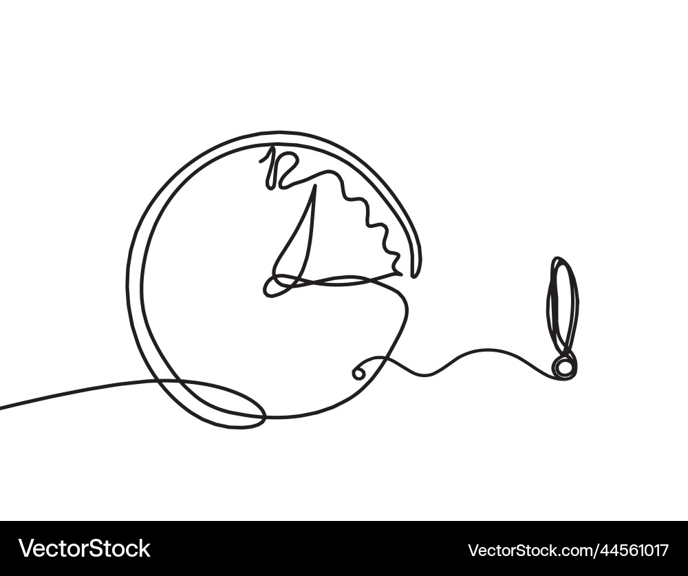 Abstract clock with exclamtion mark as line vector image
