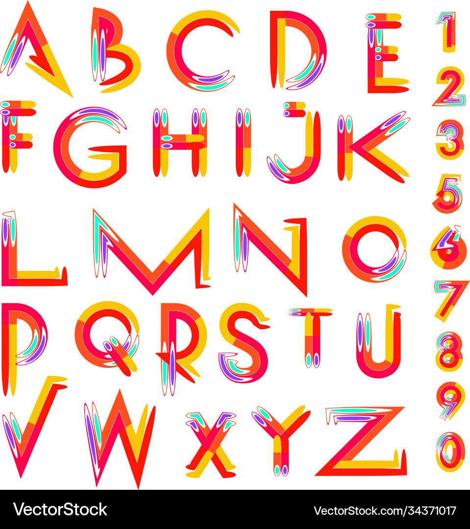 Abstract colorful font and alphabet Vector Image