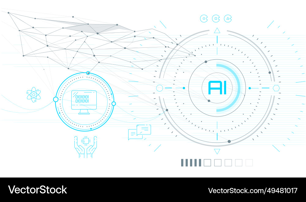 Artificial intelligence with digital data analysis Artificial intelligence with digital data analysis vector image