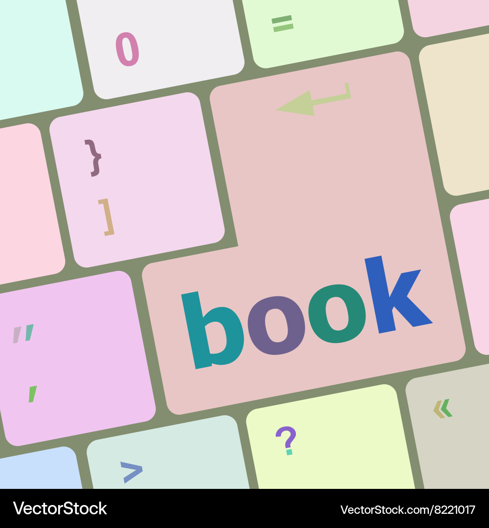 Book word on keyboard key notebook computer vector image