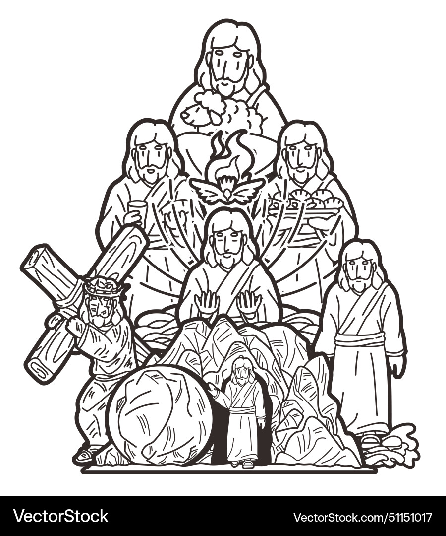 Cartoon jesus christ miracles Cartoon jesus christ miracles vector image