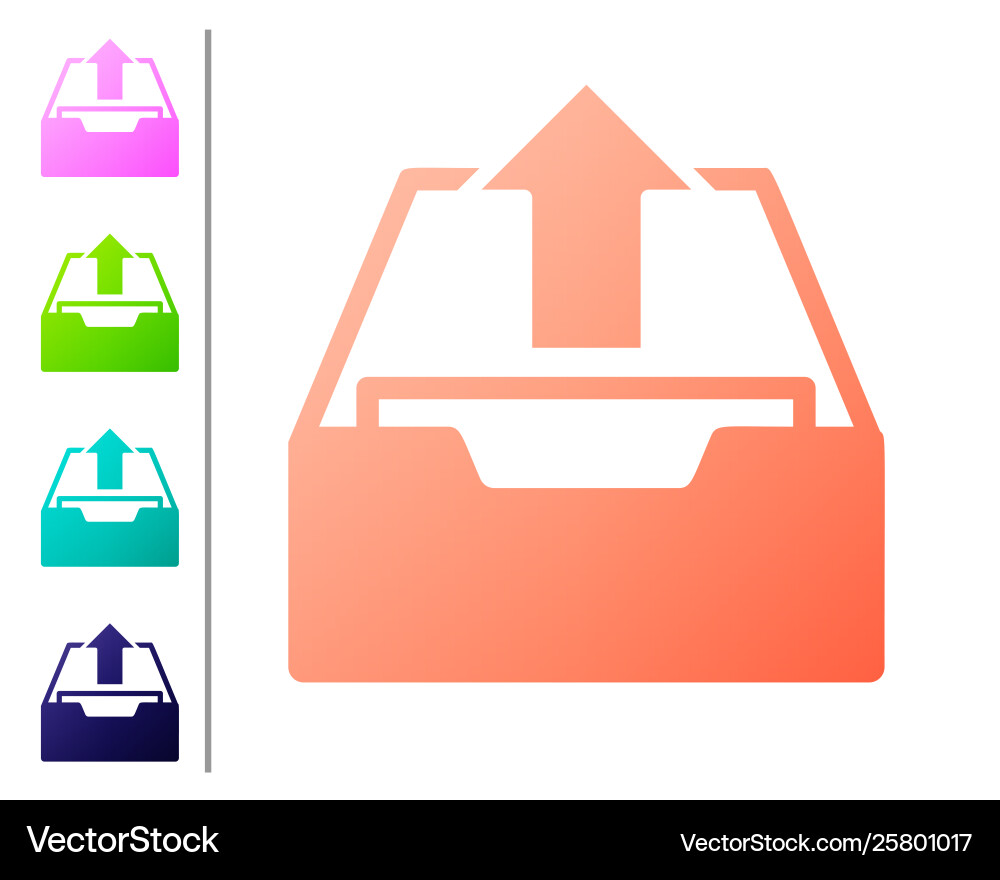 Coral upload inbox icon isolated on white Coral upload inbox icon isolated on white Vector Image