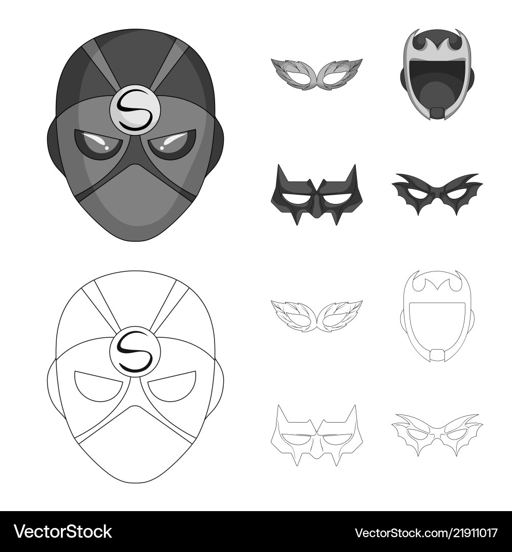 Isolated object of hero and mask icon collection Isolated object of hero and mask icon collection vector image