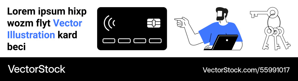 Man with laptop contactless card and robot arm Man with laptop contactless card and robot arm vector image