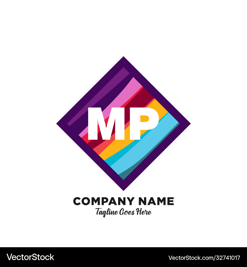 Mp initial logo with colorful template Vector Image