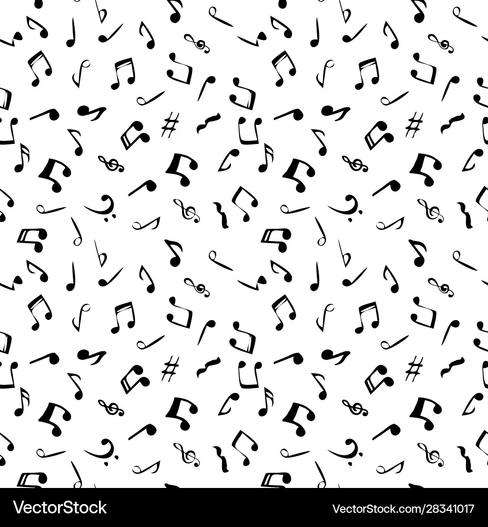 Seamless pattern with notes linear hand drawn Seamless pattern with notes linear hand drawn vector image