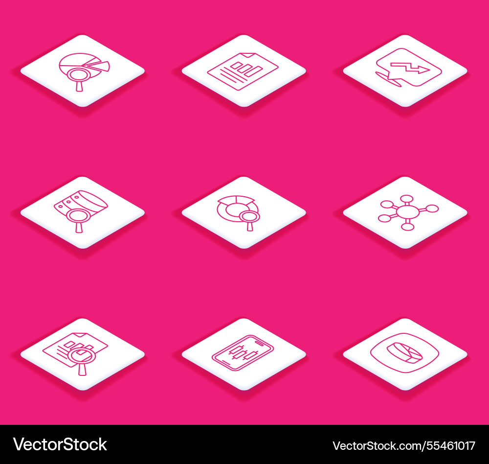 Set line search data analysis document with graph Set line search data analysis document with graph vector image