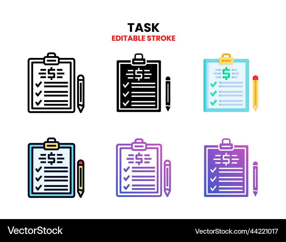 Task icon set with different styles Task icon set with different styles vector image