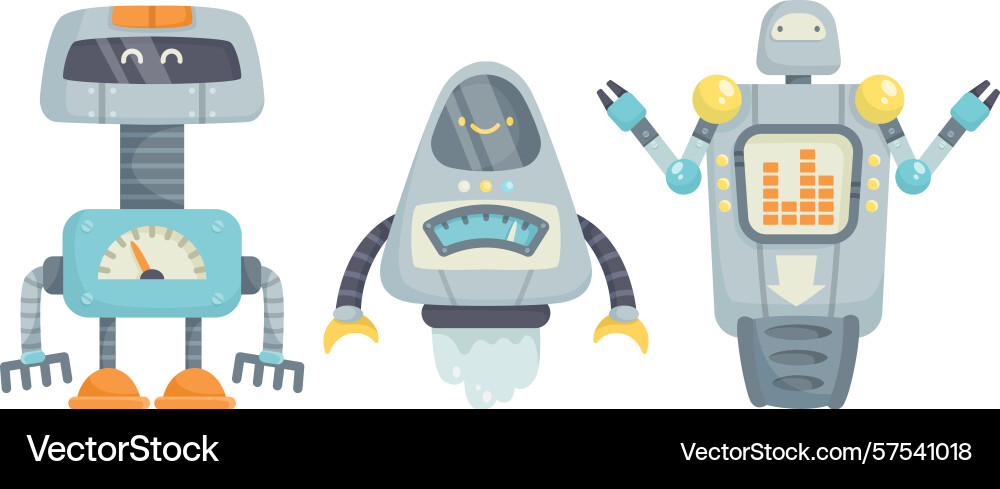 A delightful collection of playful robots created Vector Image