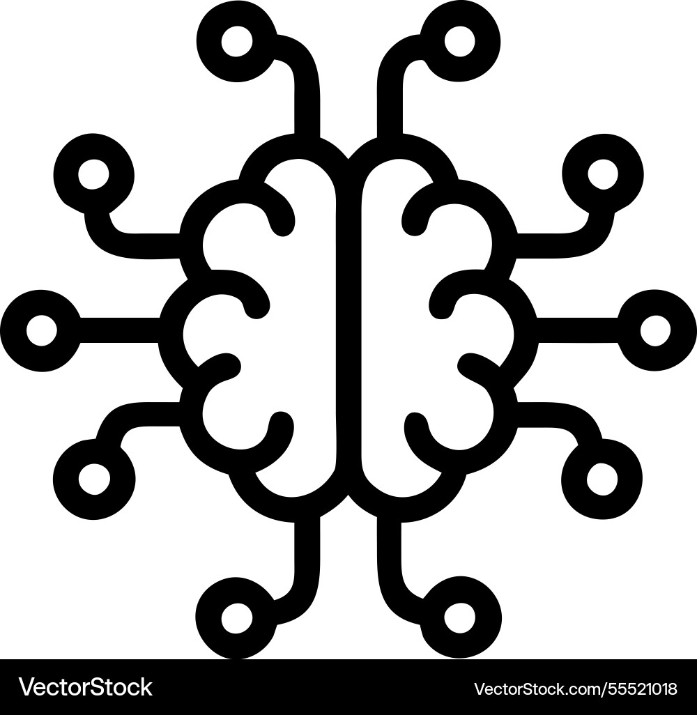 Ai neural network with digital nodes icon vector image