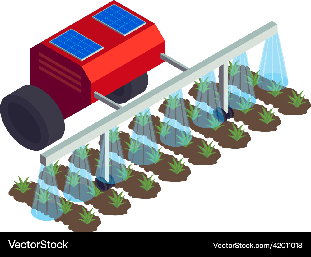 Automated watering machine composition Automated watering machine composition vector image