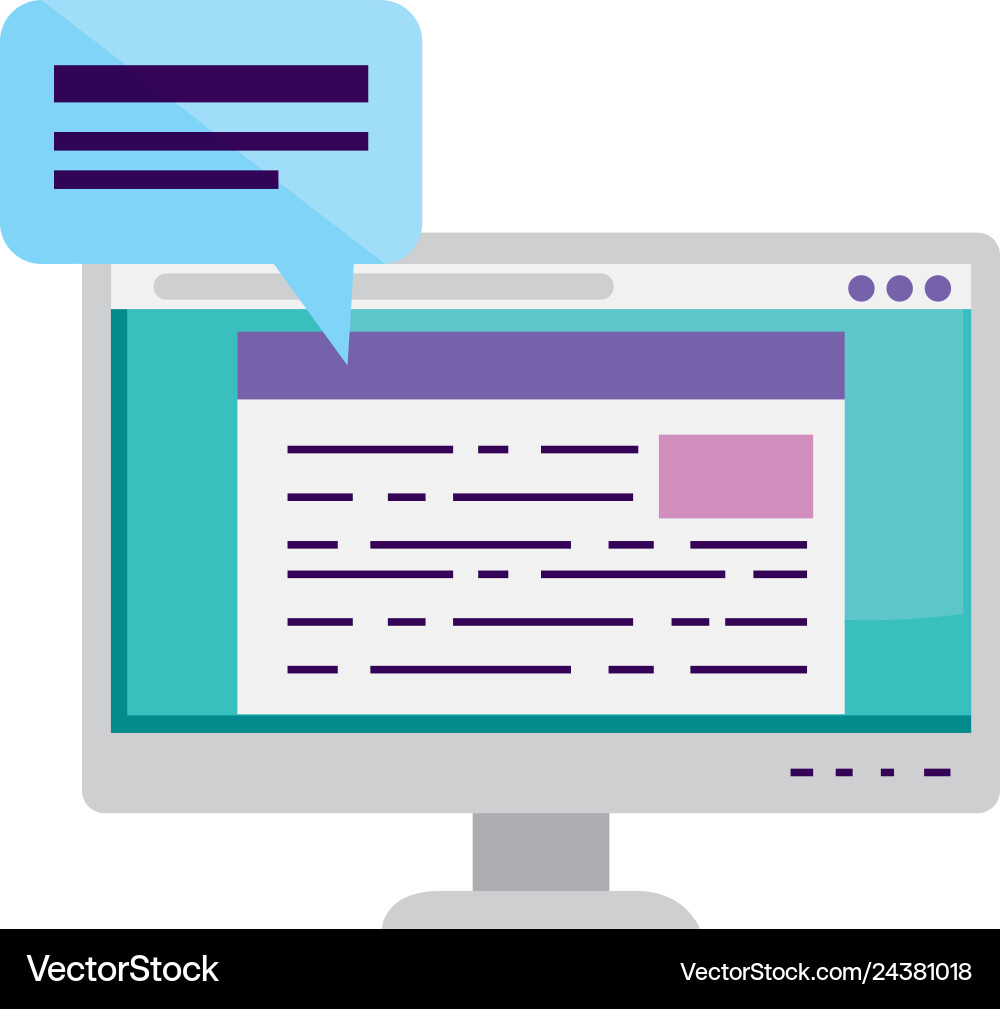 Computer desktop with speech bubble Computer desktop with speech bubble vector image