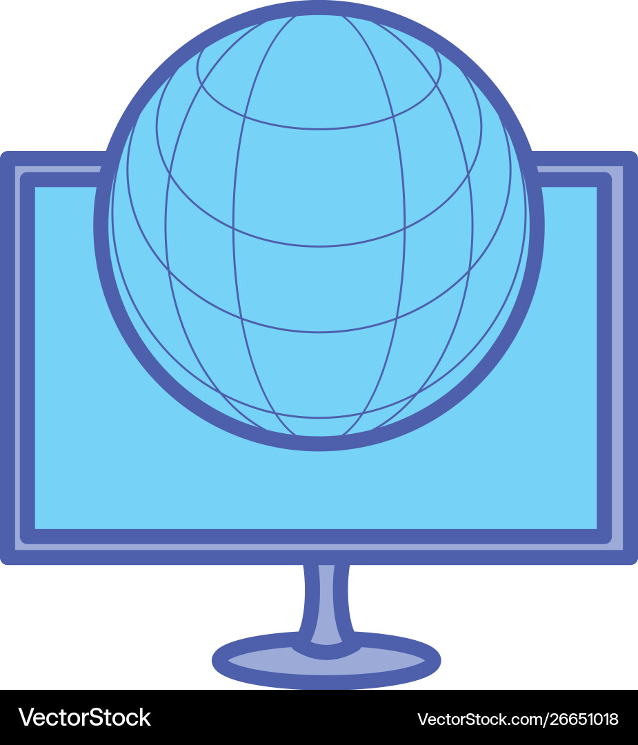 Computer monitor with sphere browser Vector Image