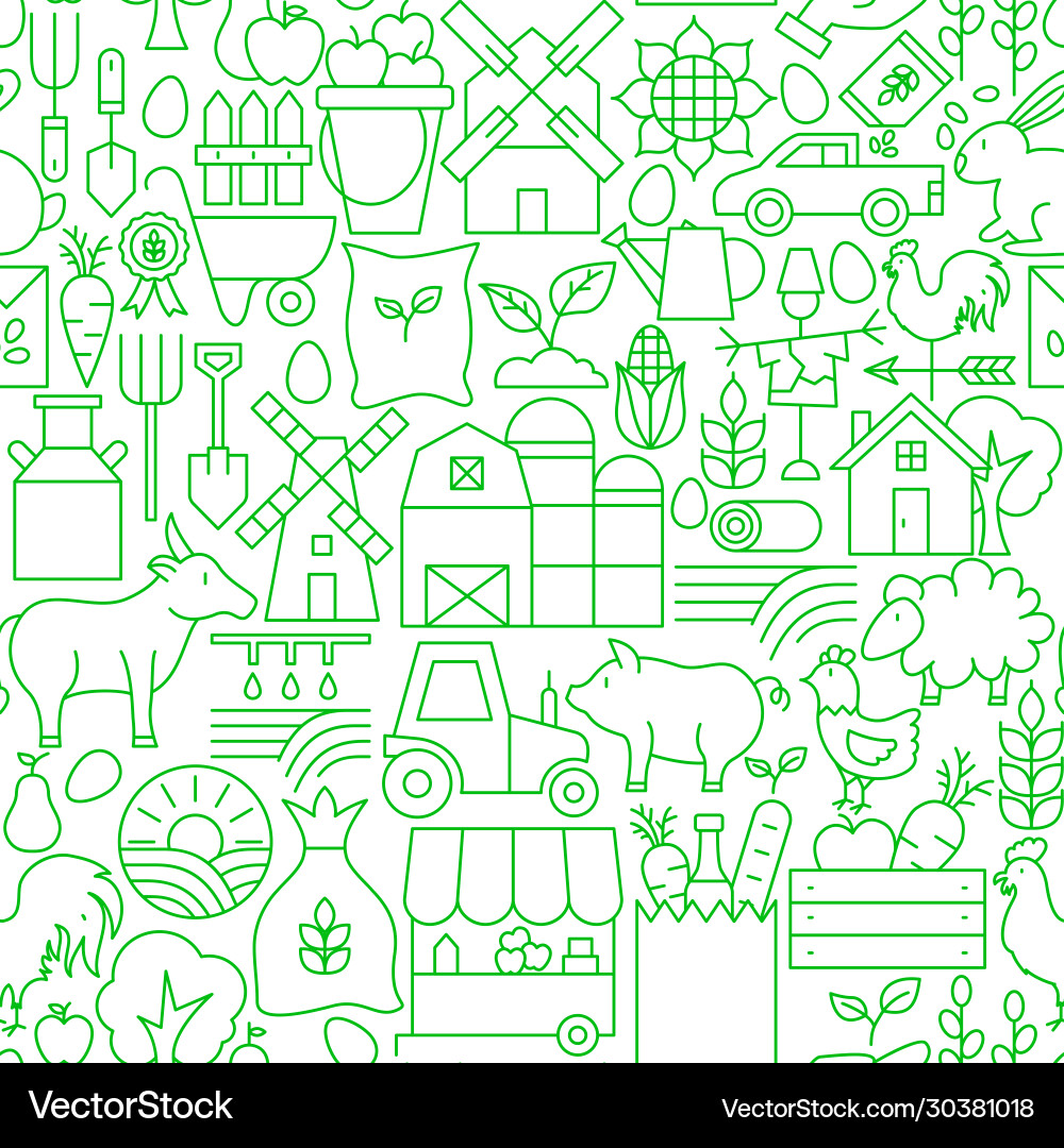 Farming line seamless pattern Farming line seamless pattern Vector Image