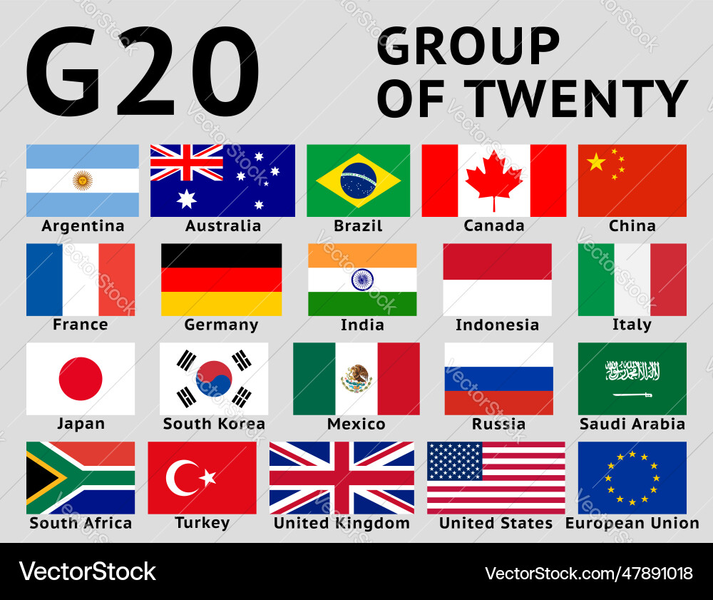 G20 Flags - Group of Twenty Vector Image