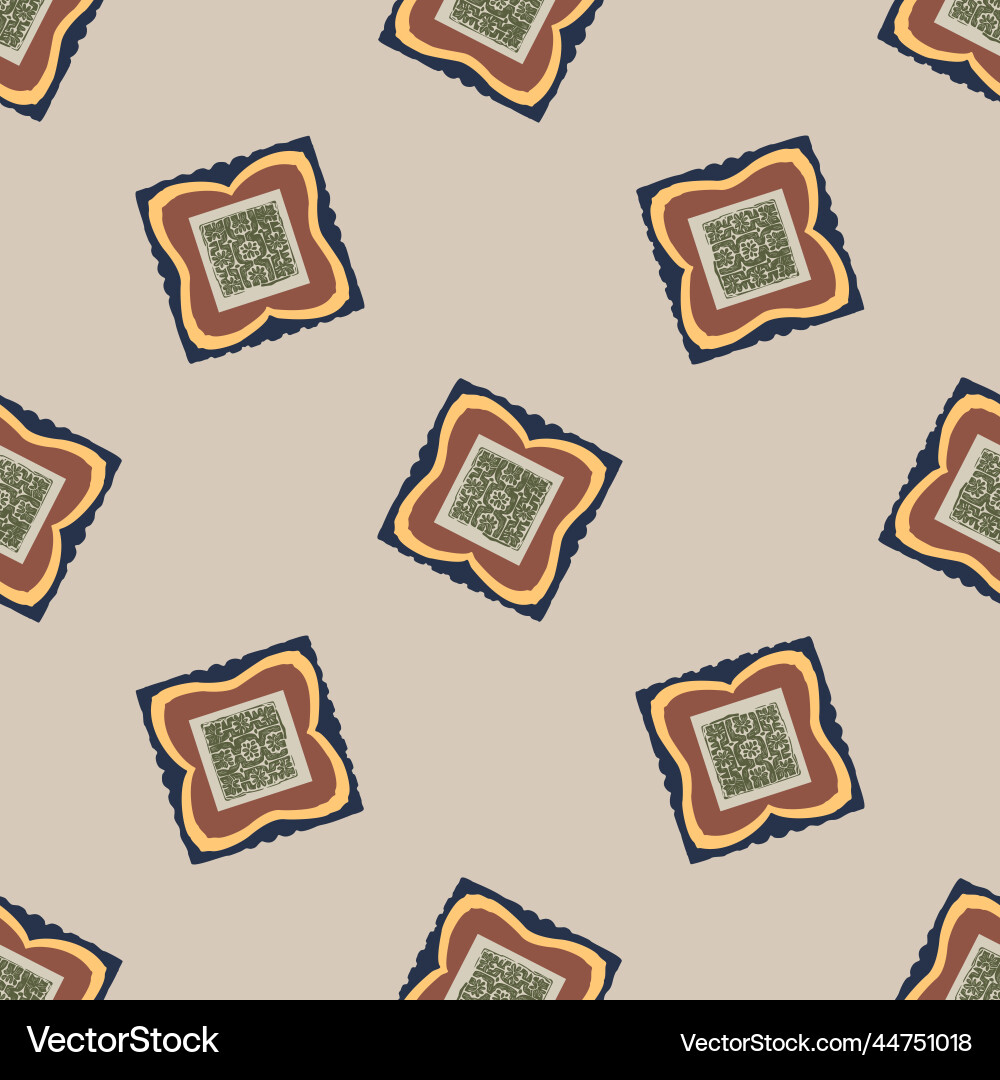 Hand drawn retro block print seamless pattern Vector Image