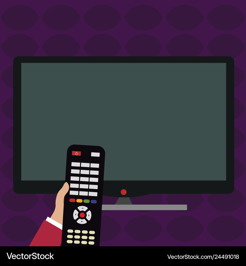 Hand holding computer remote control infront Hand holding computer remote control infront vector image